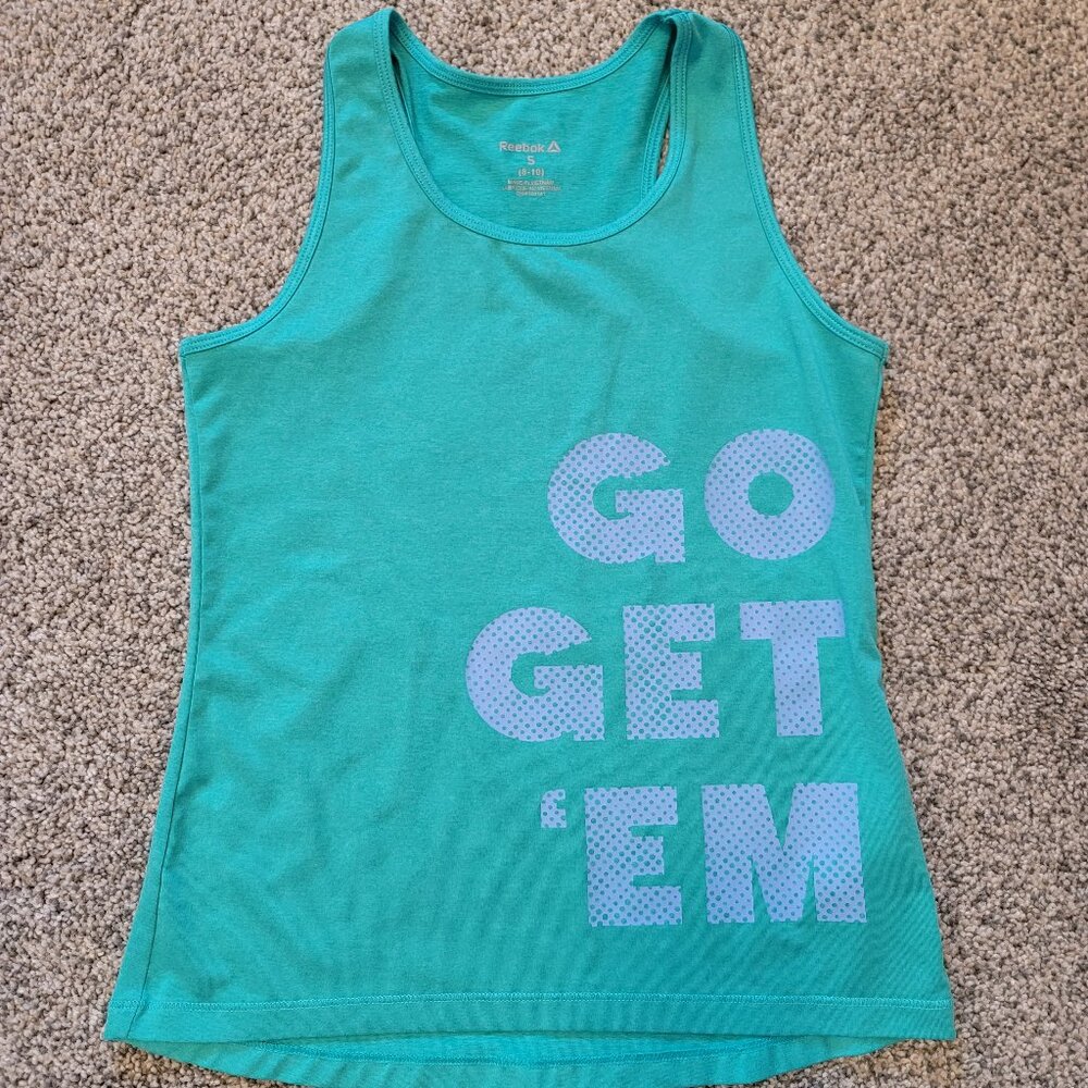 Reebok Girls Go get Em Green Tank top Small 8-10, Good Condition